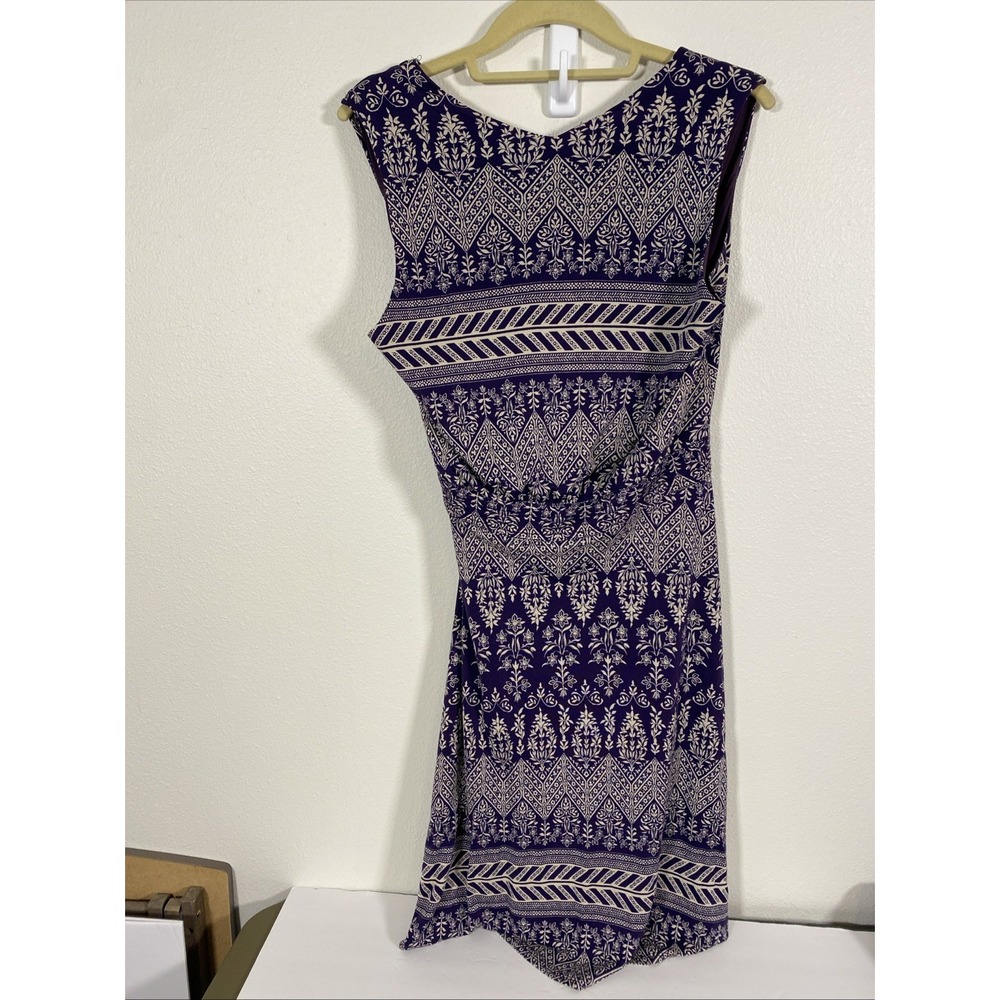 Tory‎ Burch Womens Wrap Dress Sz L Geometric Sleeveless Flowy Boho Purple Y1 - Picture 4 of 6